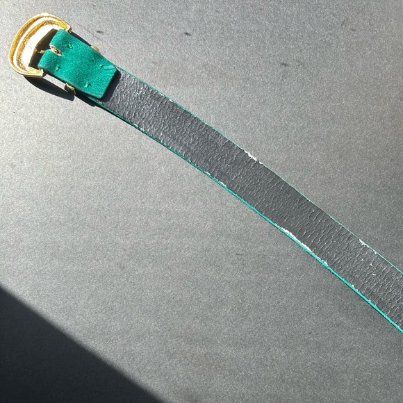 VTG St. John Teal Suede Belt with Gold Accents & Enamel Buckle | size 6 - Picture 11 of 12